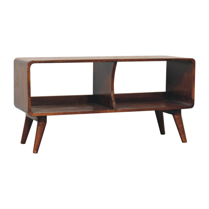 HomeRoots 39" Brown Solid Wood Enclosed and Open Storage TV Stand image number 2
