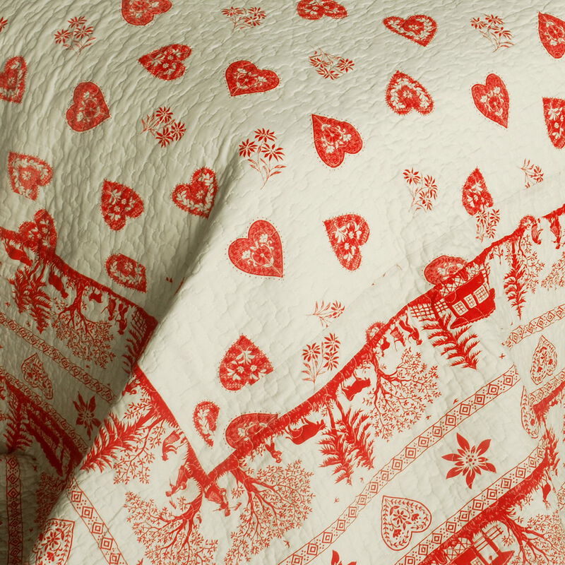 Amelie Cotton Quilted Printed Quilt Set 3PC Queen Size Cozy Bedding image number 2
