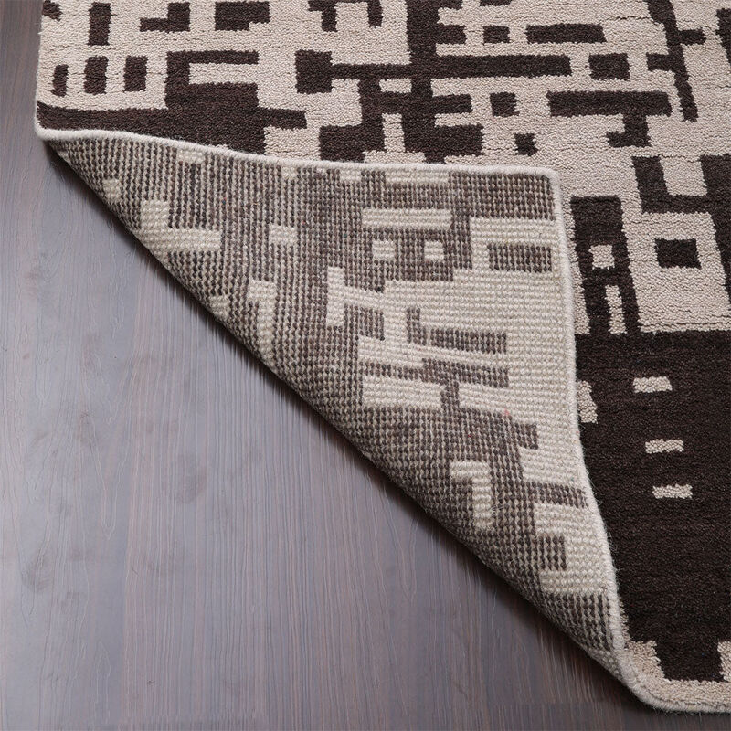 HAND KNOTTED WOOL Contemporary AREA RUGS  - Rectangle Shape, Contemporary Modern, Medium Pile Handmade Area Rugs for Living Room, Bed Room (N01115) image number 7