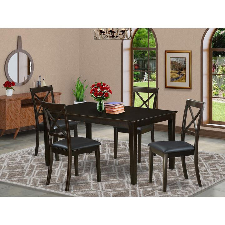 5 Pc Dining room set- Top Dining Table and 4 Leather Dining Chairs