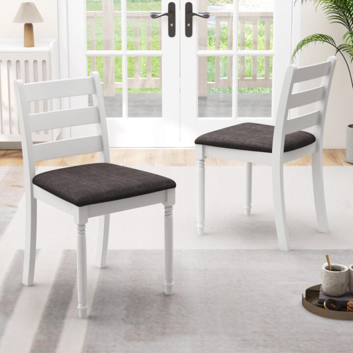 Hivvago Set of 2 Rubber Wood Dining Chairs with Upholstered Seat