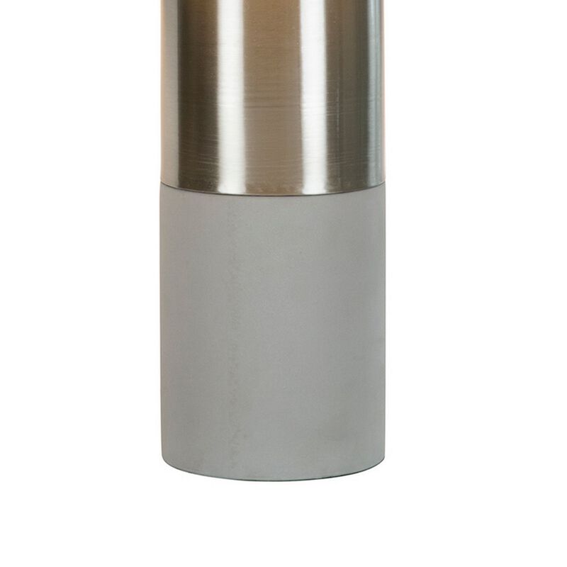 29 Inch Table Lamp, Set of 2, Metal, Concrete, Gray and Chrome Finish - Benzara