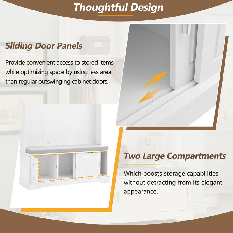 Merax Versatile Coat Rack Hall Tree with Sliding Doors