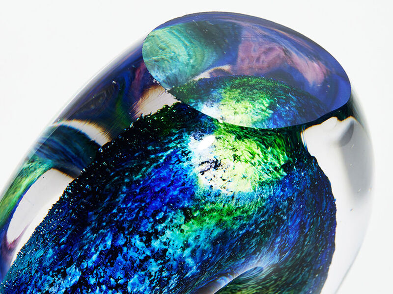 Hand Blown Abstract Hollow Tear Drop Sommerso Art Glass Sculpture
