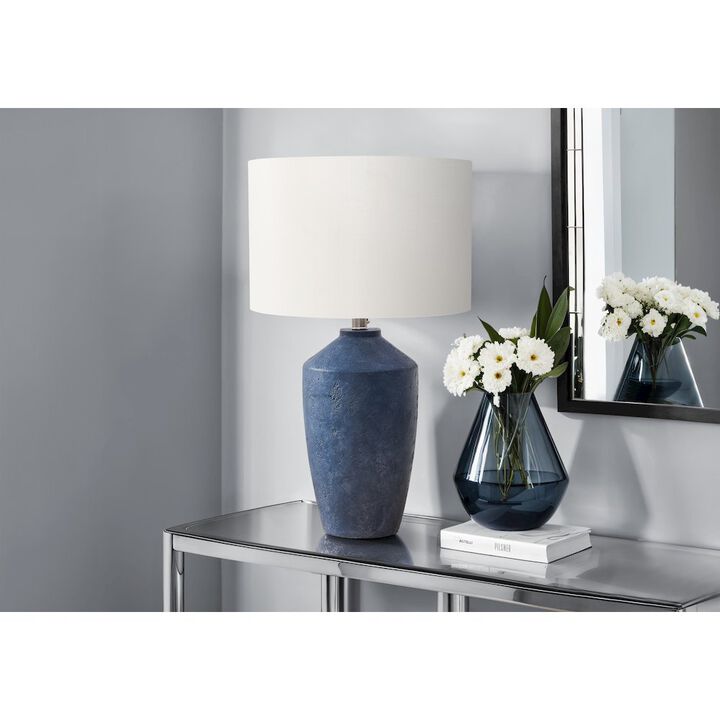 25"H, Table Lamp, Blue Concrete, Ivory / Cream Shade, Contemporary, Modern