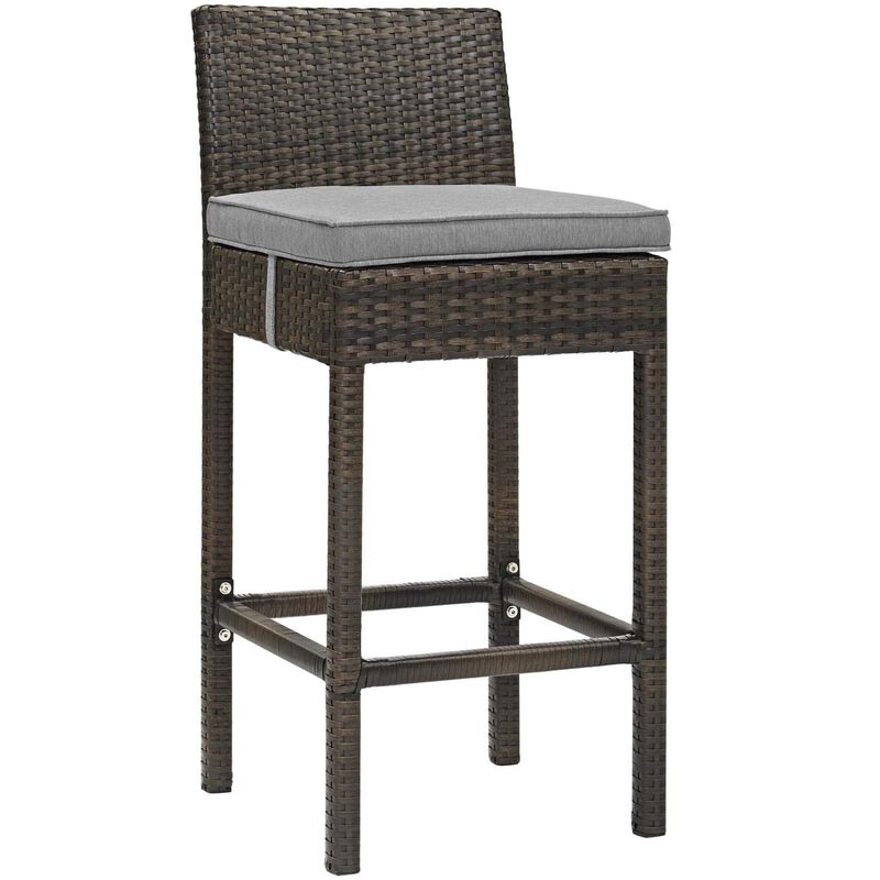 Modway EEI-3601-BRN-GRY Conduit Bar Stool Outdoor Patio Wicker Rattan Set of 4 in Brown Gray, Four