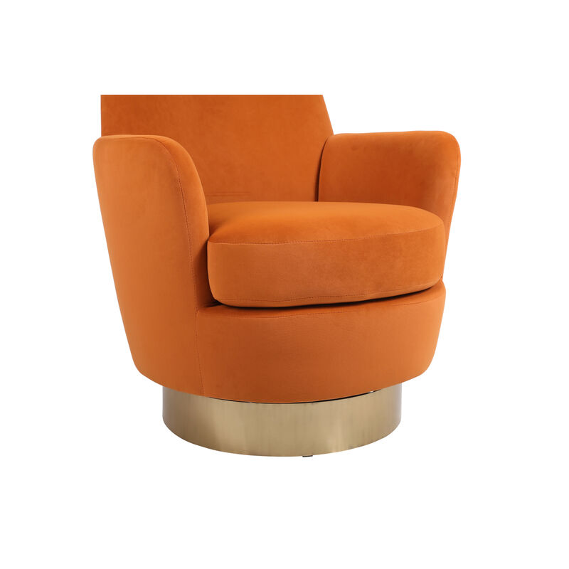 Streamdale Orange Velvet Swivel Accent Chair image number 7