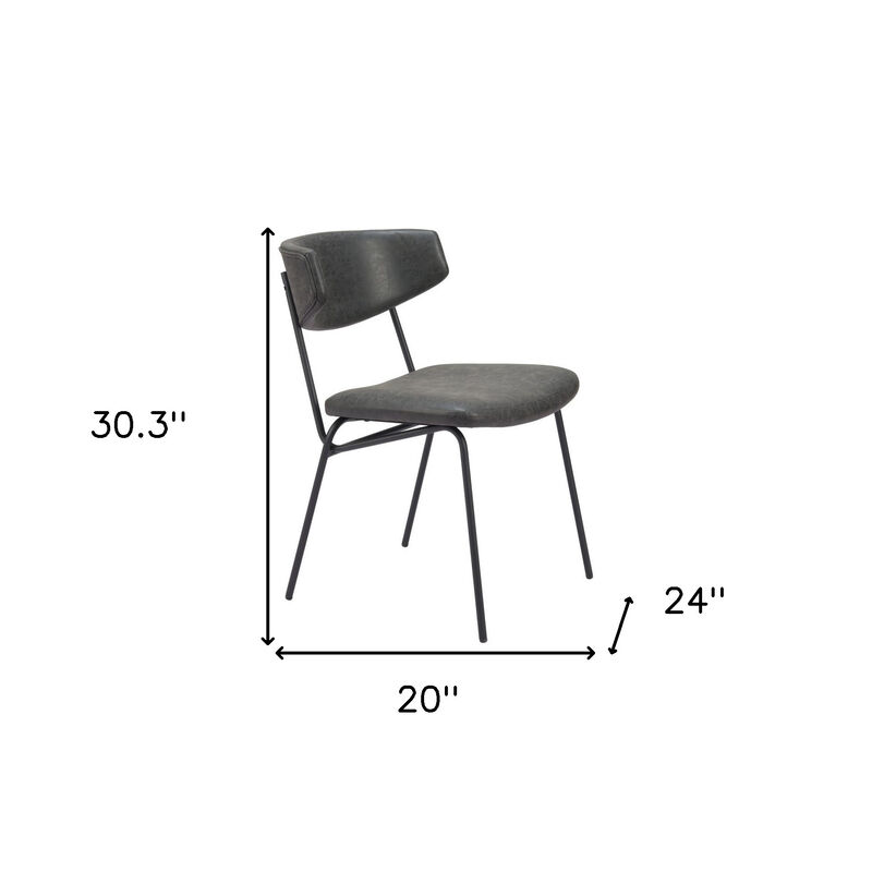 HomeRoots Set of Two Gray and Black Upholstered Faux Leather Open Back Dining Side Chairs