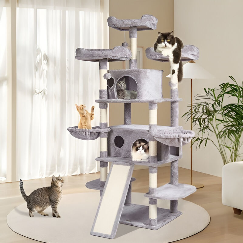 Indoor Cat Tower with Cat Condos and Sisal Posts for Scratching, Climbing, and Napping