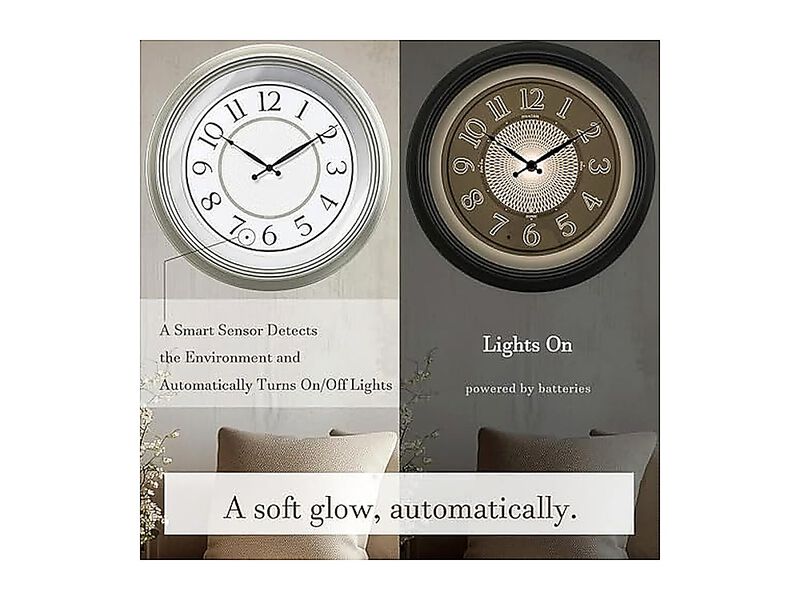 Galaxy 18 Large Luminous Atomic Clock Night Light Lighted Wall Clocks Bedroom image number 2