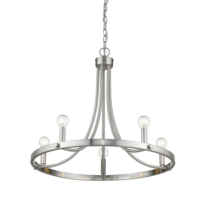 Hivvago Silver Candle Style Five Light Metal Dimmable Chandelier