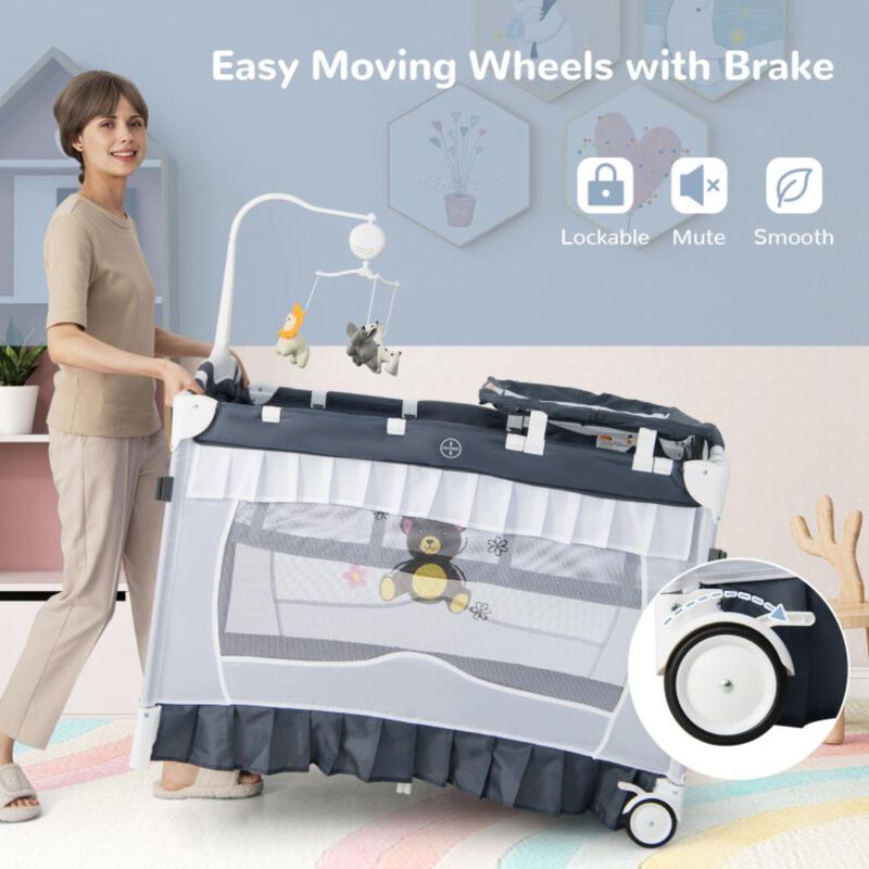 Hivvago Convertible Bassinet with Removable Changing Table and Detachable Mesh Net