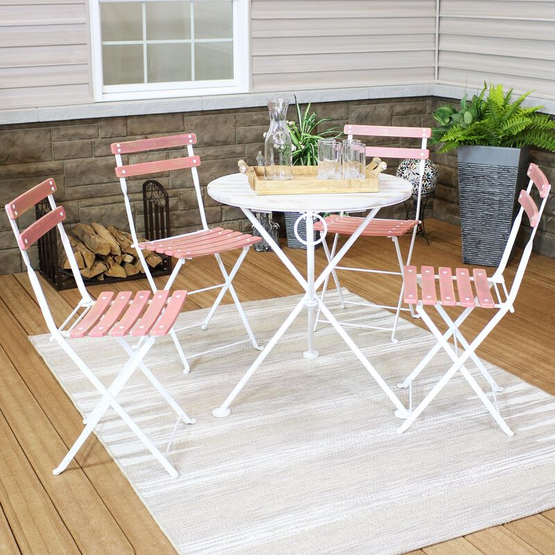 Sunnydaze 5-Piece Classic Cafe Folding Table and Chair Set