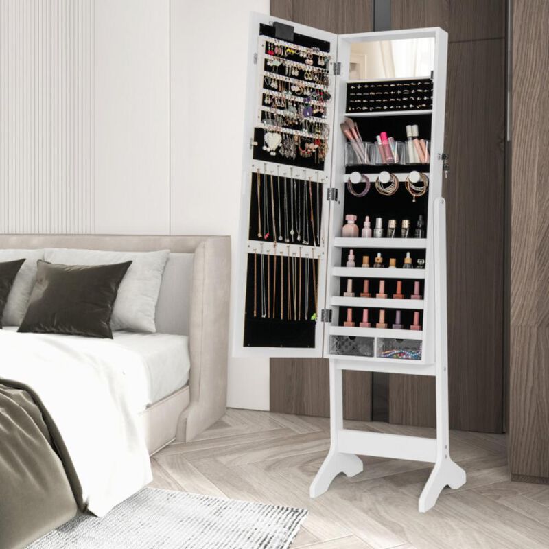 Hivvago Mirror Jewelry Cabinet with 20 Warm Lights and 4 Tilt Angles