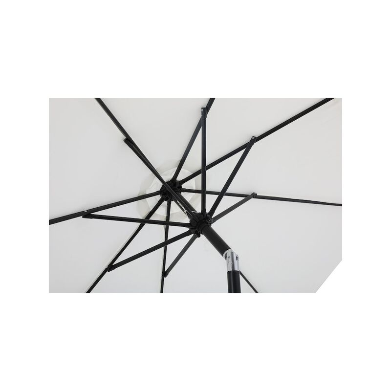 Meridian Furniture Fiji White Fabric / Teak Aluminum Patio Umbrella with Base Sets