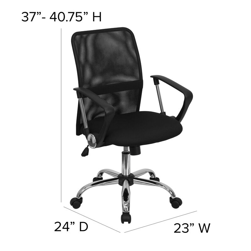 Jenkins Mid-Back Mesh Swivel Task Office Chair with Lumbar Support Band and Arms image number 5