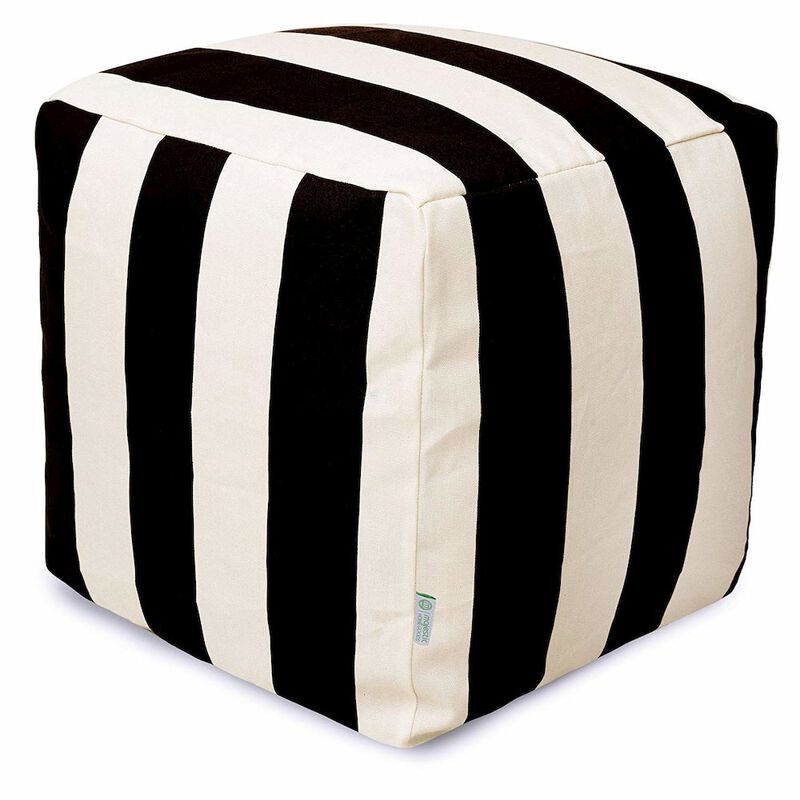 Majestic Home Goods Cube Pouf Vertical Stripe Black