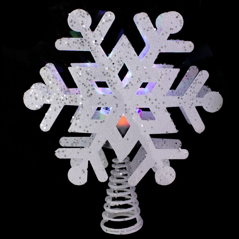 12" Lighted White Snowflake Christmas Tree Topper - Multicolor Lights image number 3