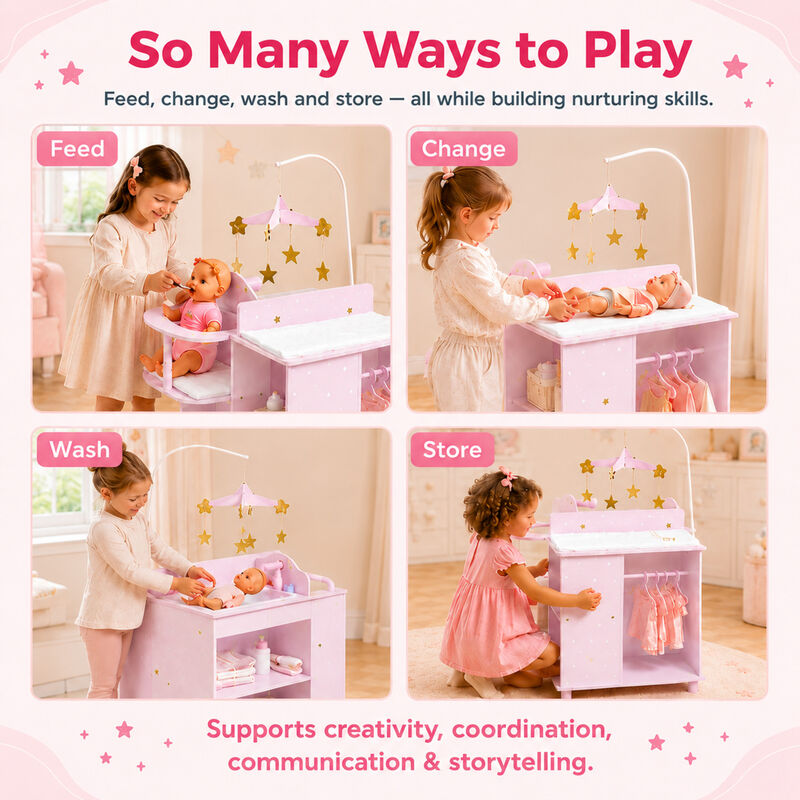 Olivia's Little World Twinkle Stars Princess 4-in-1 Baby Dolls Furniture image number 2