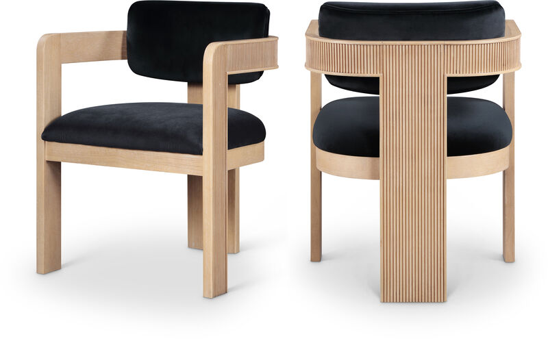 Meridian Furniture Sacha Black Velvet Dining Chair, Set of 2