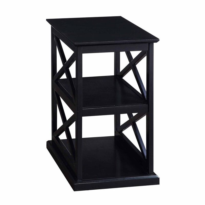 Convenience Concepts Coventry Chairside End Table with Shelves Black