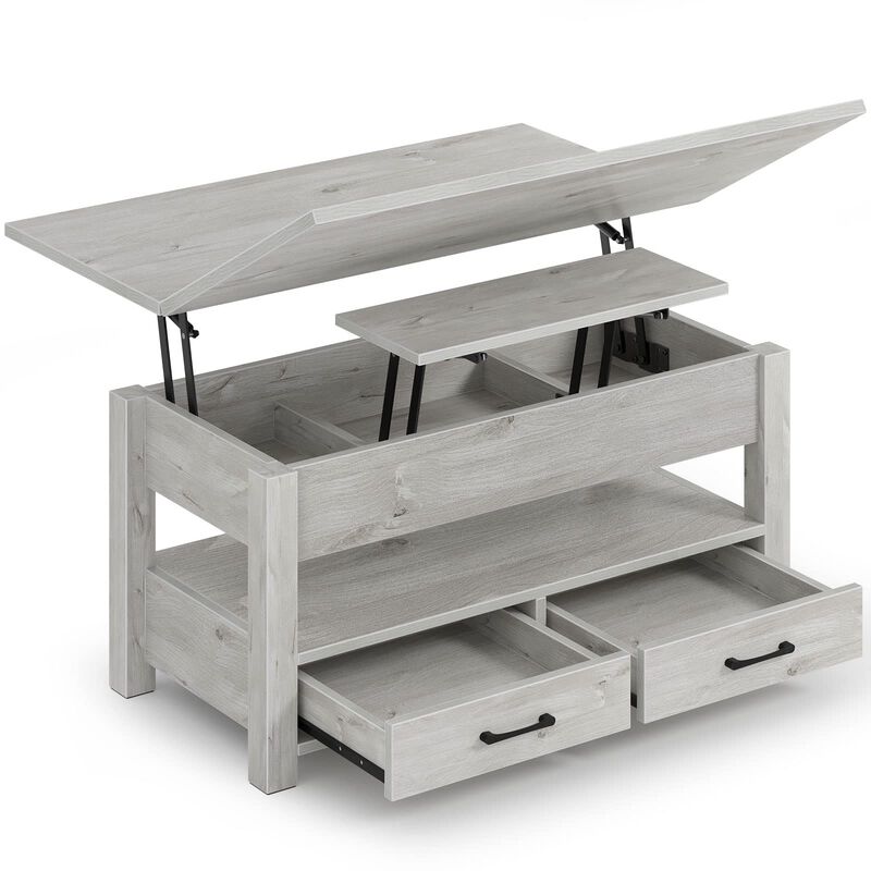 Rolanstar Coffee Table Lift Top, Multi-Function Convertible Coffee Table with Drawers and Hidden Compartment, Coffee Table Conve