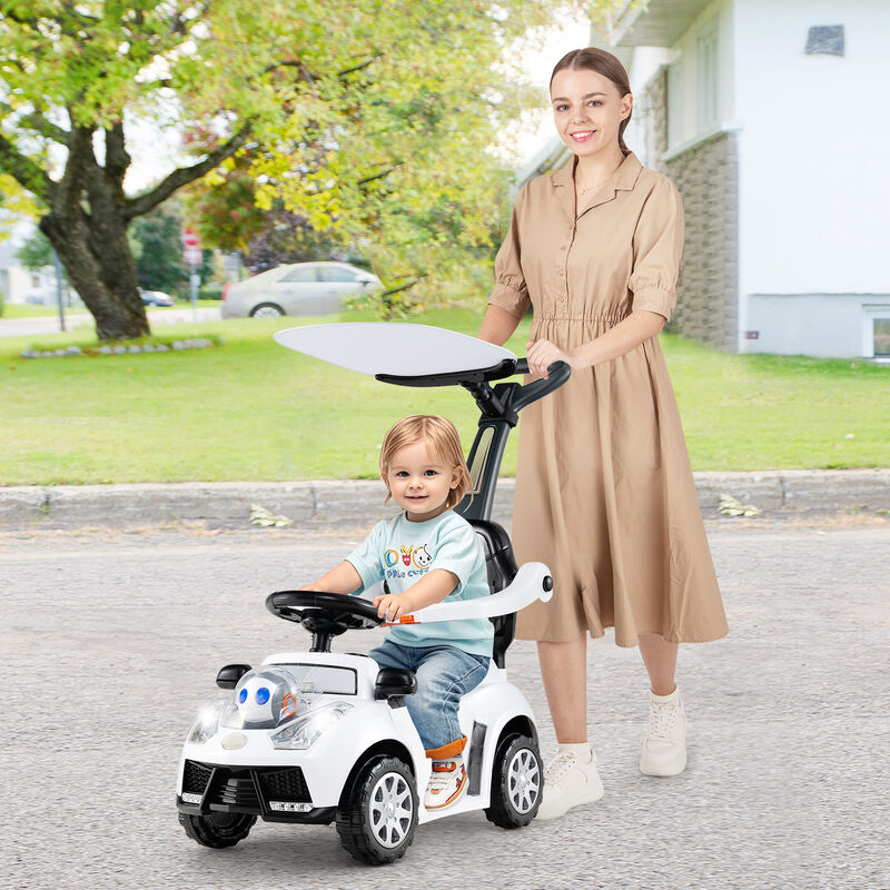 3-in-1 Toddler Ride-On Push Car with Canopy, Seat Belt and Footrest image number 1