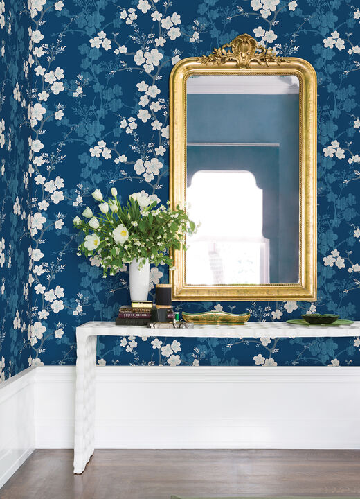 Nicolette Navy Floral Trail Wallpaper