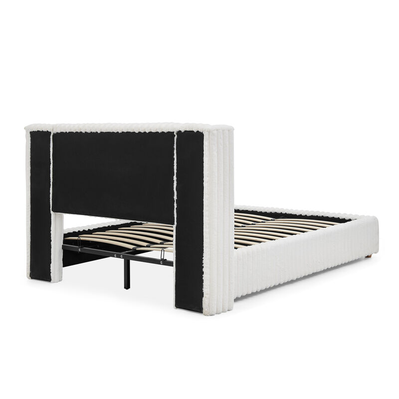 Trible Vertical Striped Upholstered Bed Frame image number 7