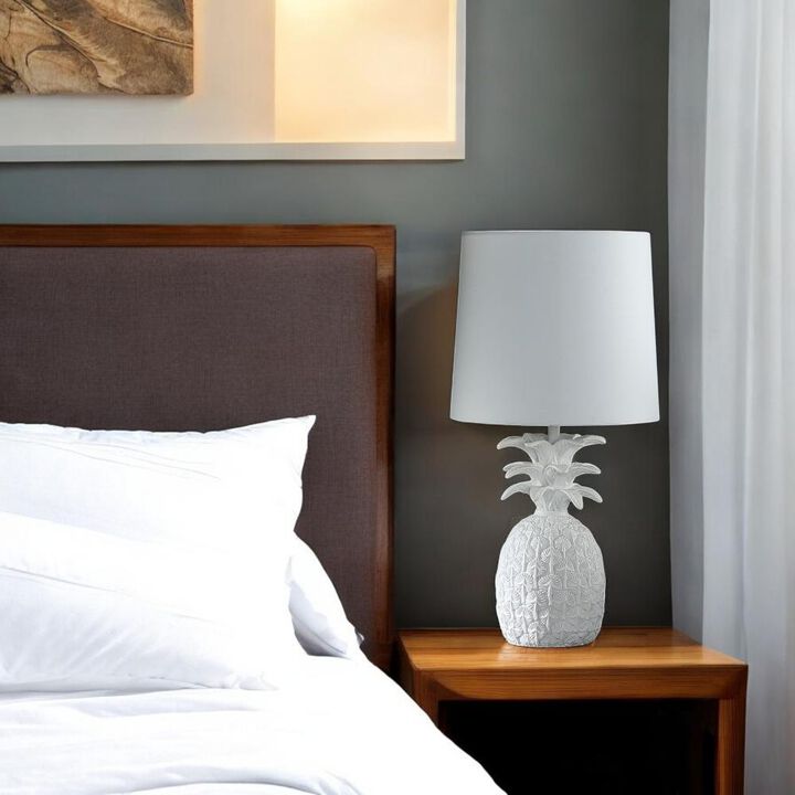 Hivvago 17" White Pineapple Table Lamp With White Empire Shade