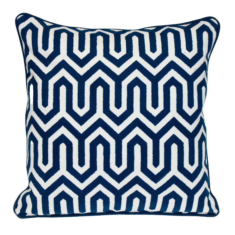 HomeRoots 20" Blue Geometric Cotton Throw Pillow image number 2