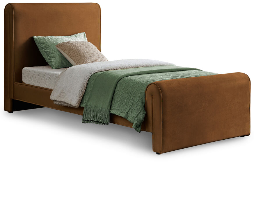 Meridian Furniture Sloan Saddle Velvet Twin Bed