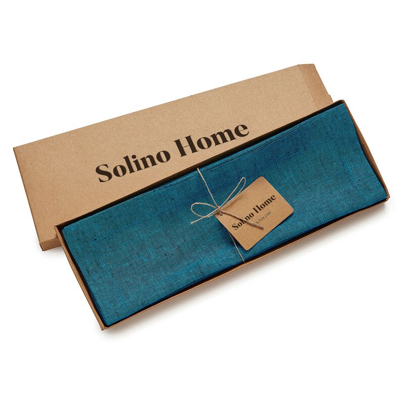 Solino Home Athena 100% Linen Placemats &ndash; Set of 4, 14 x 19 in, Machine Washable, Holiday and Everyday Dining