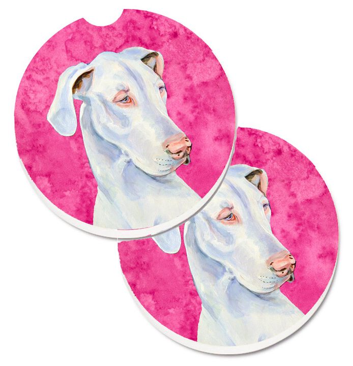 Caroline's Treasures Pink Great Dane Set of 2 Cup Holder Car Coasters LH9356PKCARC, 2.56, Multicolor