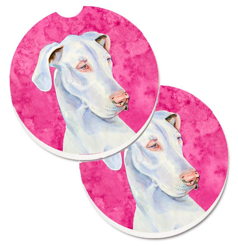 Caroline's Treasures Pink Great Dane Set of 2 Cup Holder Car Coasters LH9356PKCARC, 2.56, Multicolor image number 0