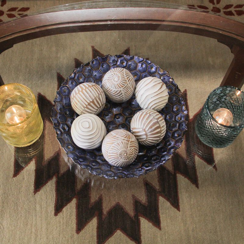 Set of 6 Whitewashed Resin Decorative Art Orb Spheres, 3 Inches in Diameter image number 3