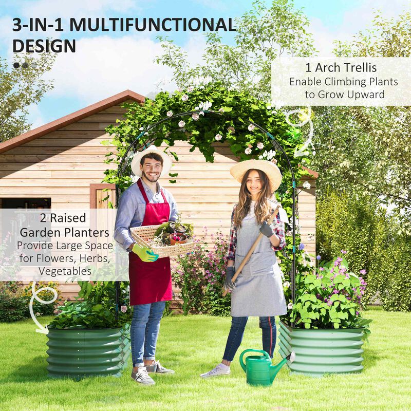 Hivvago Climbing Plant Raised Planter with Arch Trellis image number 3
