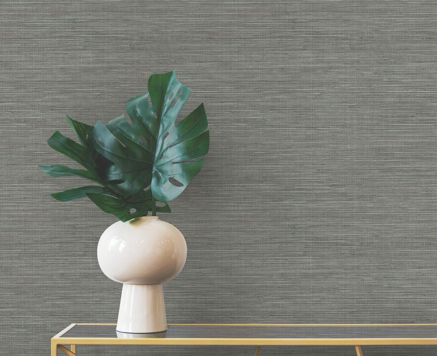 Winn Charcoal Faux Grasscloth Wallpaper
