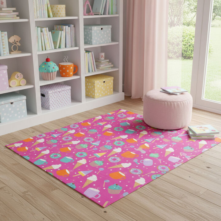 HomeRoots Ice and Donut Youthful Washable Area Rug
