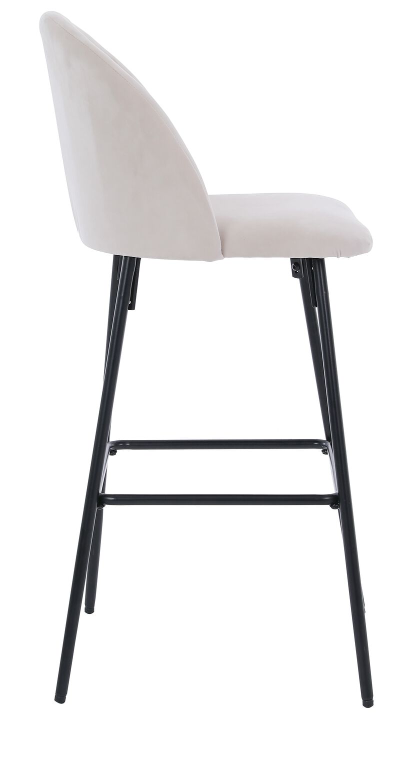 NILSSON Set of 2 Bar Stools in Metal and Velvet