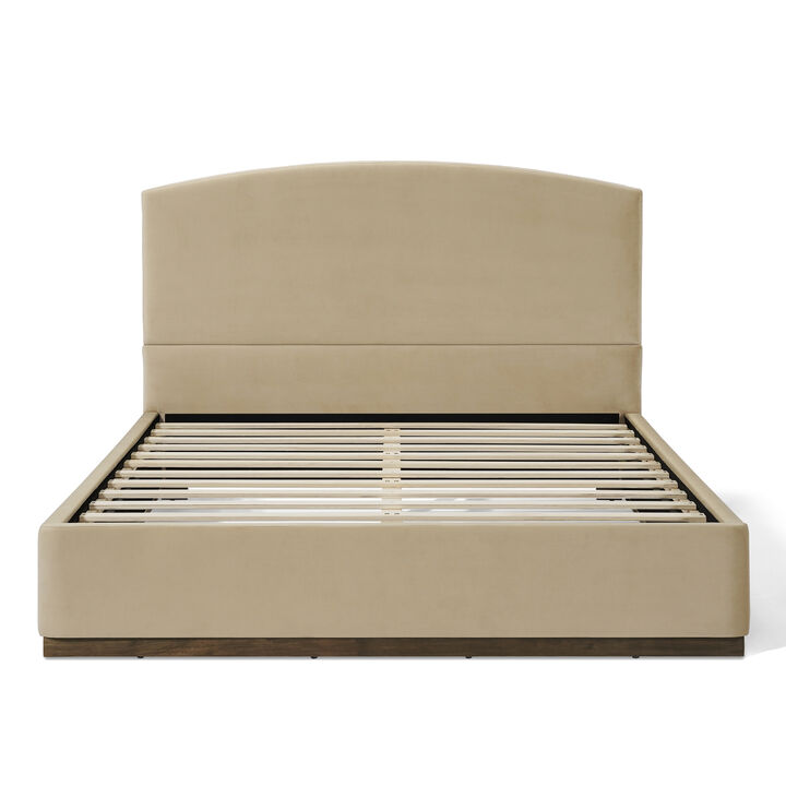 Christopher Knight Home Lombard Modern Velvet Upholstered Bed with Thick Headboard