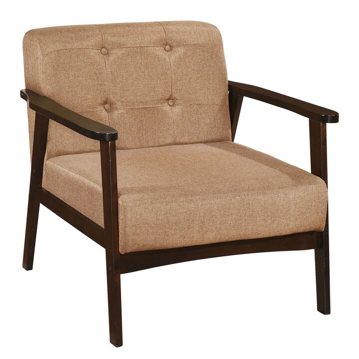 Living Room Accent Chair with Solid Rubber Wood Frame and Comfortable Armrests