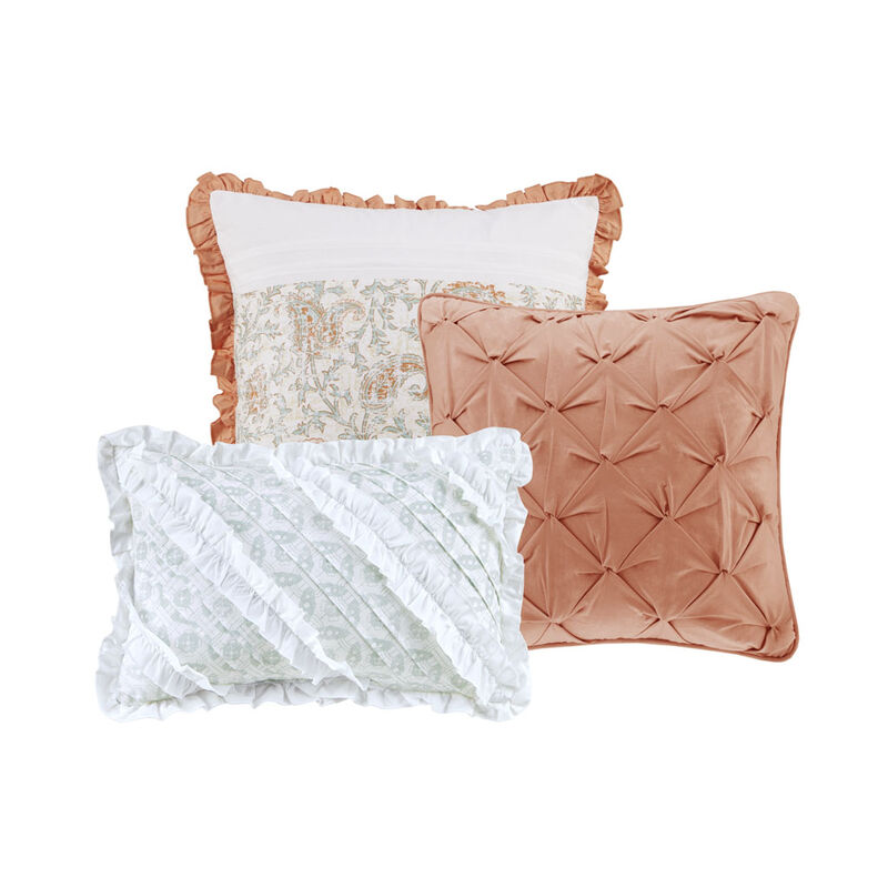 Gracie Mills Singleton 9-Piece Cotton Percale Comforter Set with Paisley Print