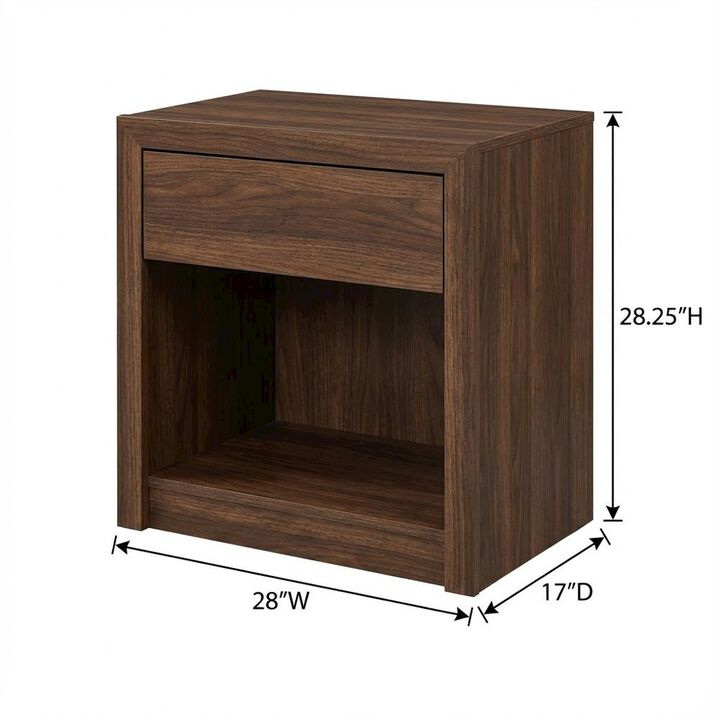 FurniFact Spice Brown Nightstand with Two Drawers and Contemporary Finish
