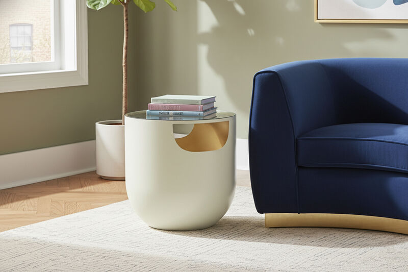 Meridian Furniture Doma Cream / Gold End Table image number 1