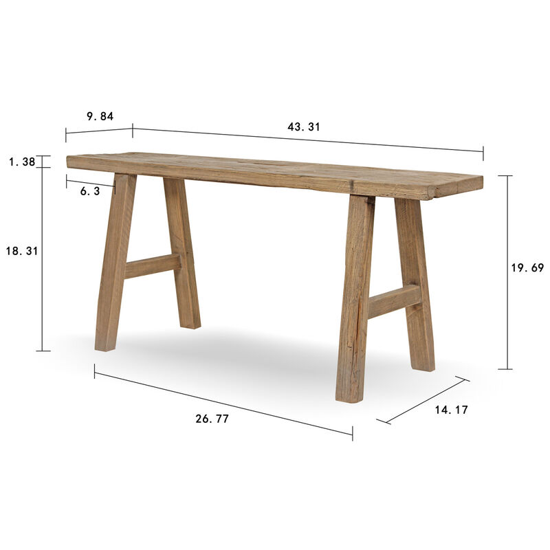 Vintage Reclaimed Elm Entryway Bench in Natural Wood image number 2