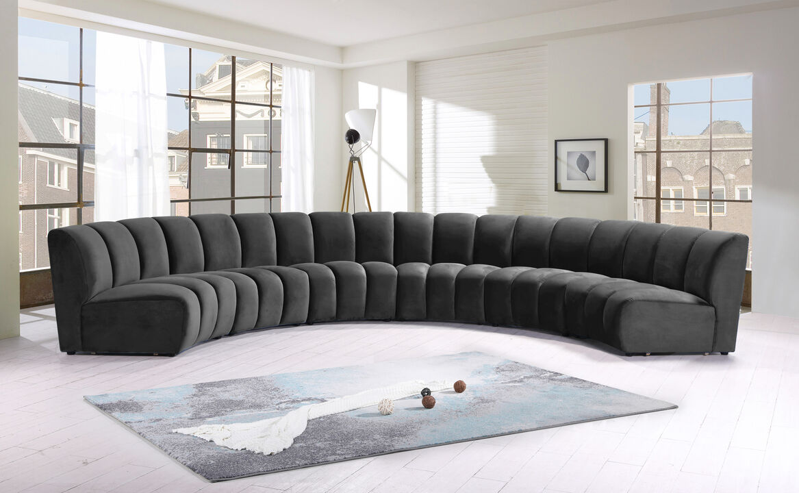Meridian Furniture Infinity Grey Velvet 6pc. Modular Sectional