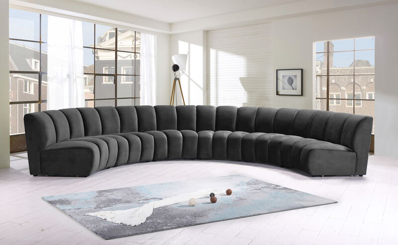 Meridian Furniture Infinity Grey Velvet 6pc. Modular Sectional image number 1