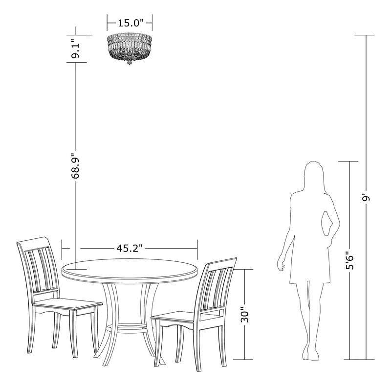 Josie 4-light 15" Chrome and Crystal Flushmount Chandelier image number 2