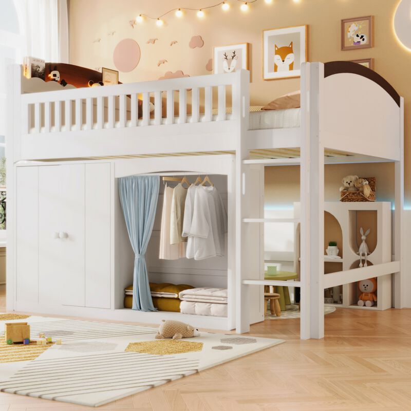 Niswur Wood Kids Loft Bed image number 4